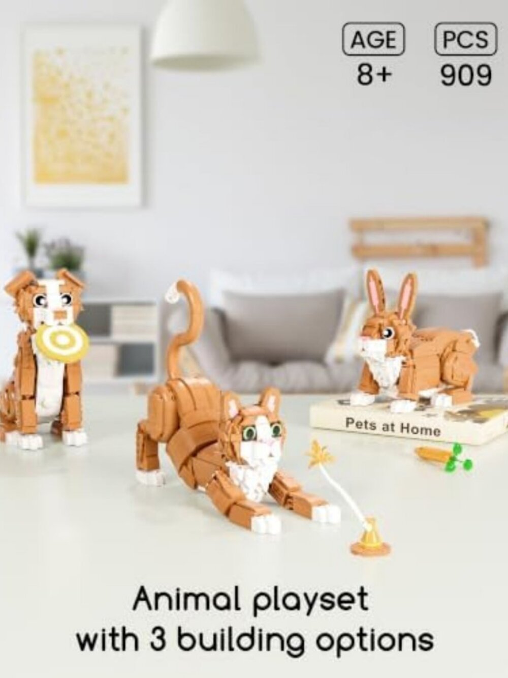 3-in-1 Orange Cat Building Set | Create Cat, Dog & Rabbit Models - Fun Toy! - Picture 3 of 6